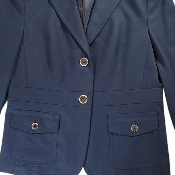 Talbots Petites Wool Navy Blue Blazer Women's Size 10P - Picture 10 of 13